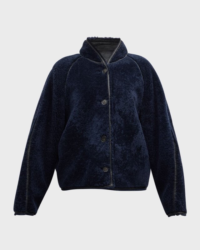Dino Leather-Trim Shearling Jacket